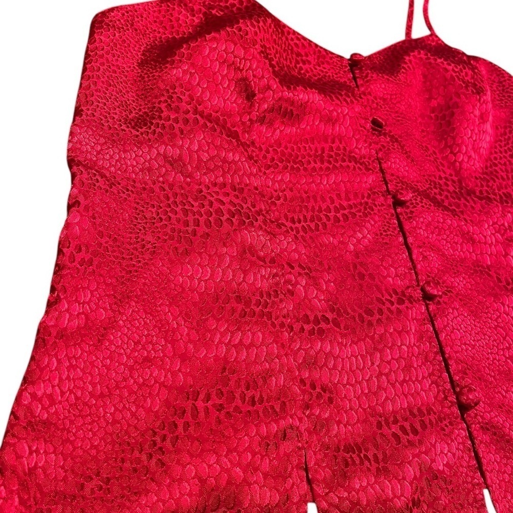 2 pc Valerie Stevens Metallic Red Animal Print Camisole Short Pajama Set Size S - Picture 4 of 11